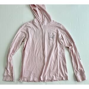Vineyard Vines Hooded Shirt Women’s Small Pullover Lightweight Pink Whale